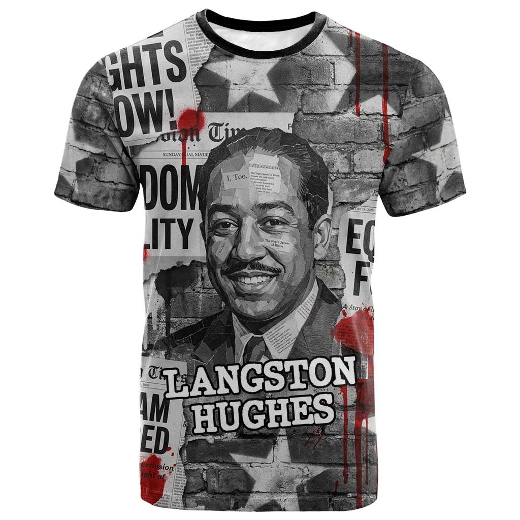 Langston Hughes T-Shirt Urban Brick Wall Design with Protest Art and Poetry Powerful Quotes Graphic Tee