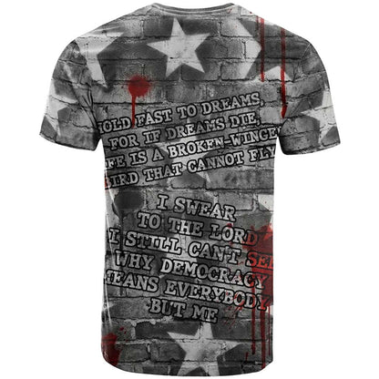 Langston Hughes T-Shirt Urban Brick Wall Design with Protest Art and Poetry Powerful Quotes Graphic Tee