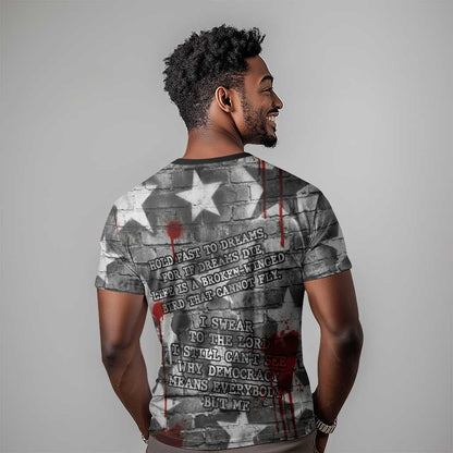 Langston Hughes T-Shirt Urban Brick Wall Design with Protest Art and Poetry Powerful Quotes Graphic Tee