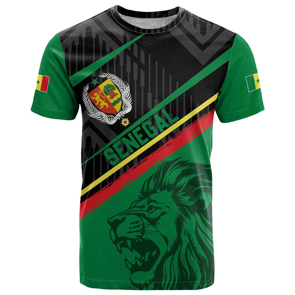 Custom Senegal T-Shirt Lion Graphic, National Flag, Fiery Soccer Ball - Bold African Pride Design Graphic Tee