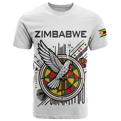 Spirit of Zimbabwe T-Shirt Tribal Patterns, Flag Colors and Symbol of Peace Graphic Tee