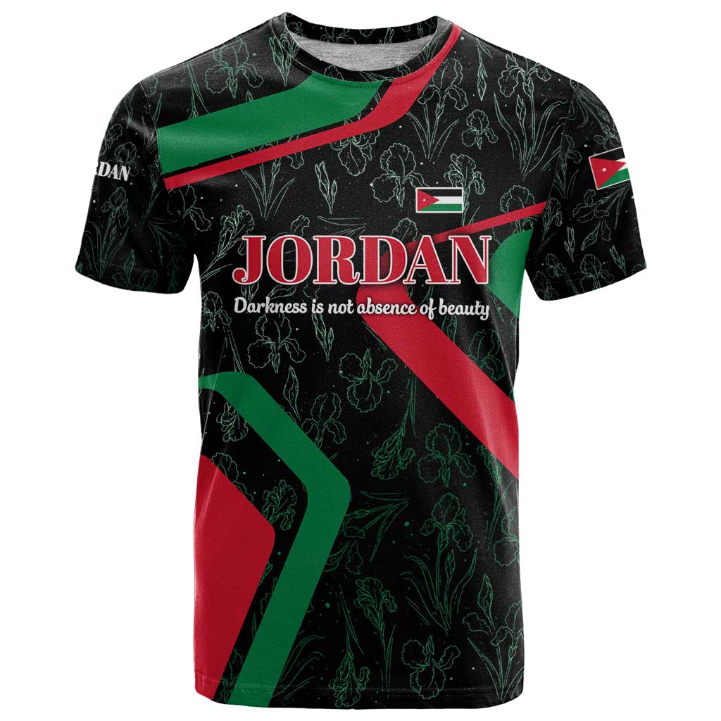 Jordan Black Iris T-Shirt with Flag Colors and Cultural Quote Graphic Tee