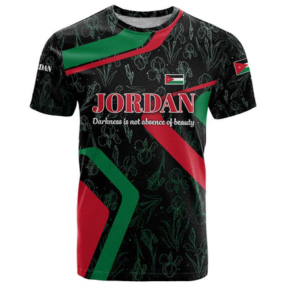 Jordan Black Iris T-Shirt with Flag Colors and Cultural Quote Graphic Tee
