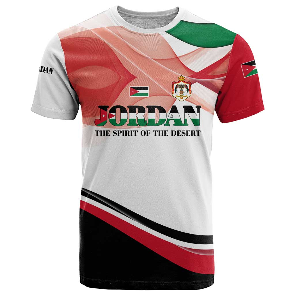 Jordan Emblem T-Shirt with Flag Colors and Desert Spirit Quote Graphic Tee