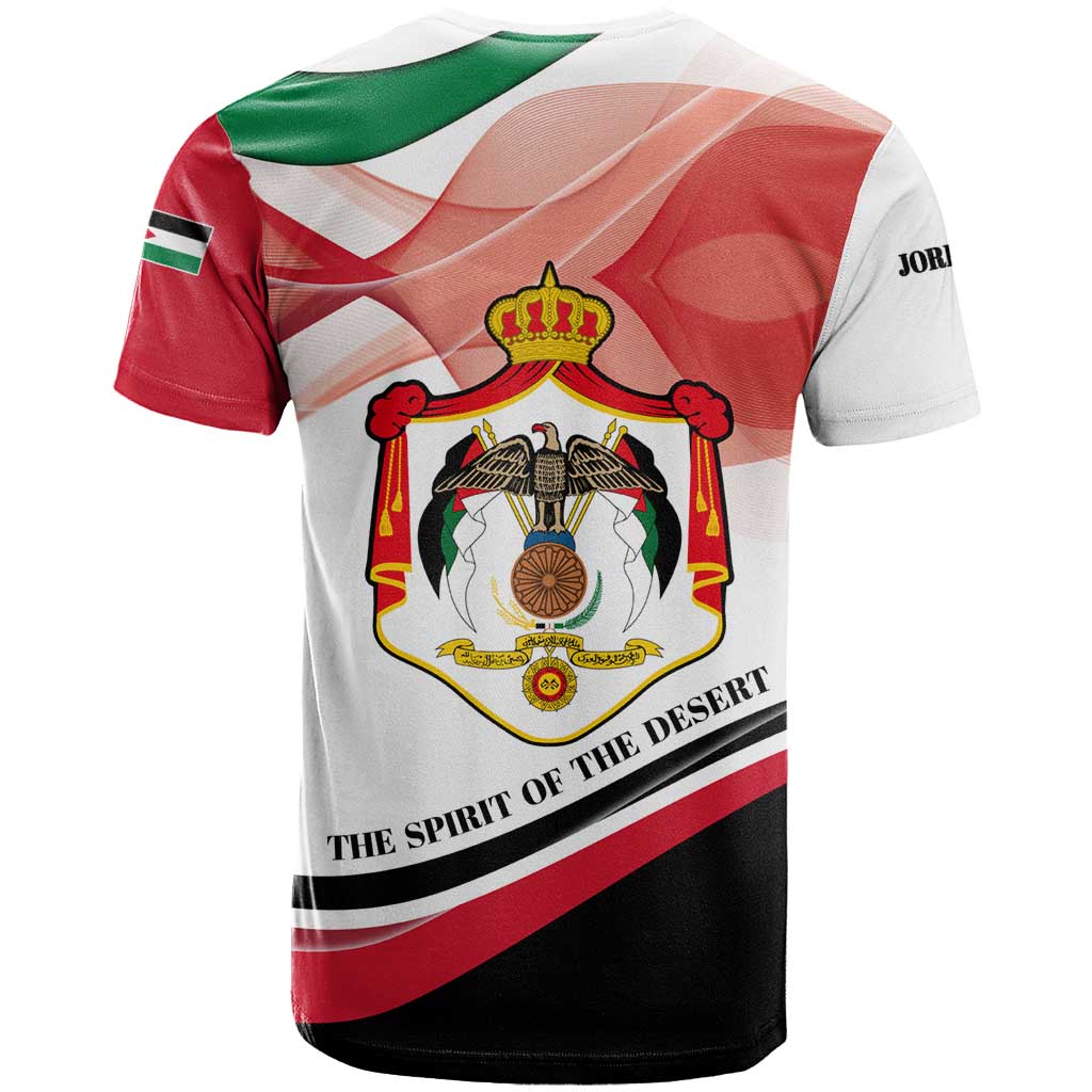 Jordan Emblem T-Shirt with Flag Colors and Desert Spirit Quote Graphic Tee
