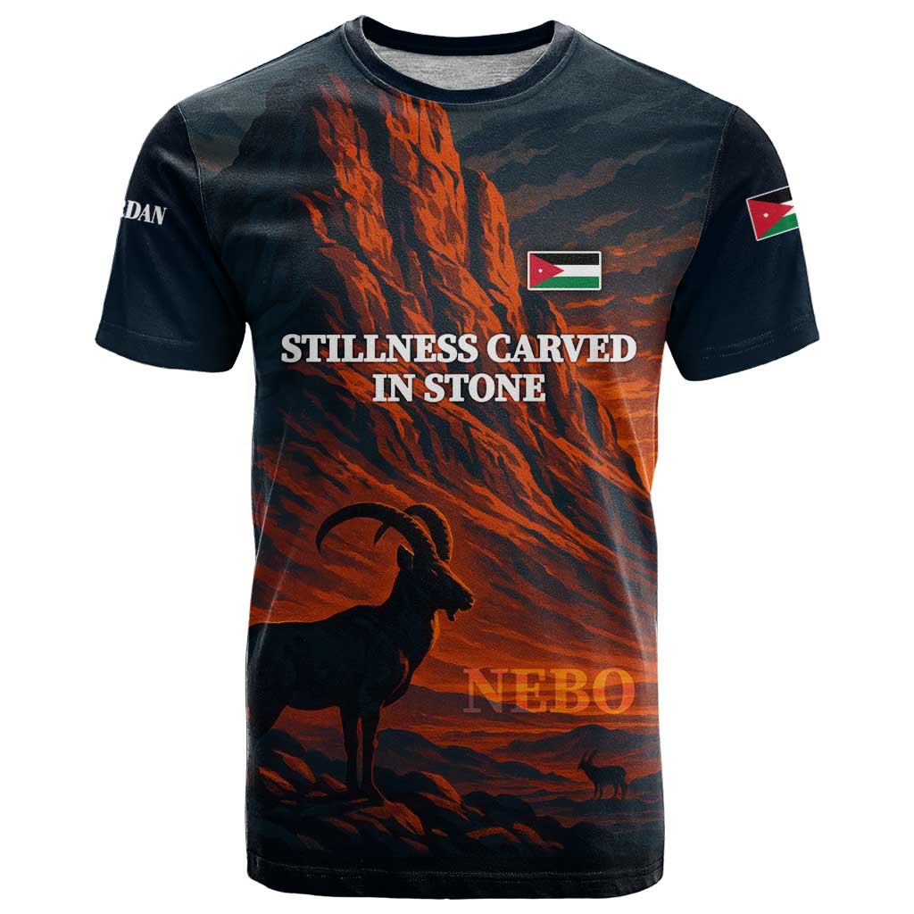 Jordan Nebo Mountain T-Shirt with Ibex and Desert Rock Landscape Graphic Tee