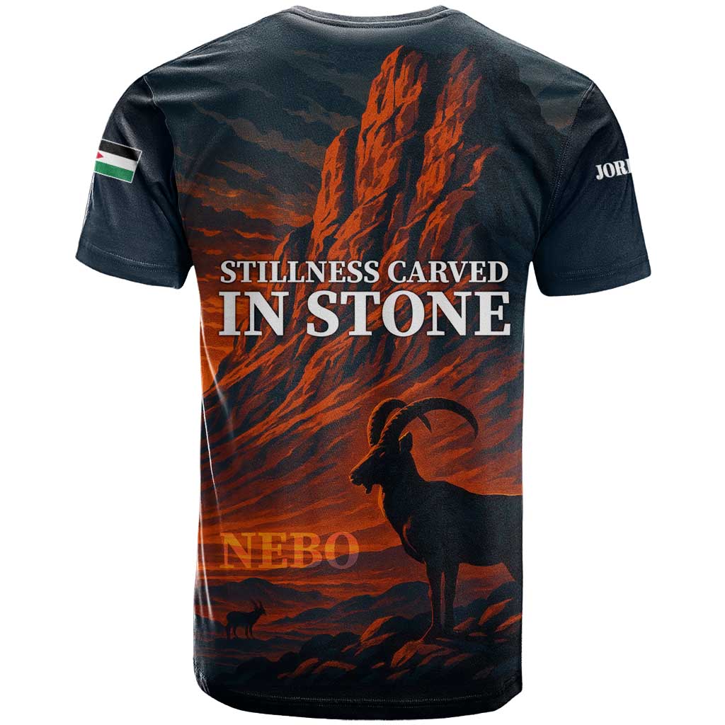 Jordan Nebo Mountain T-Shirt with Ibex and Desert Rock Landscape Graphic Tee