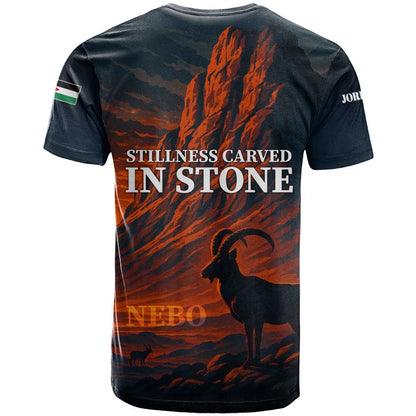 Jordan Nebo Mountain T-Shirt with Ibex and Desert Rock Landscape Graphic Tee