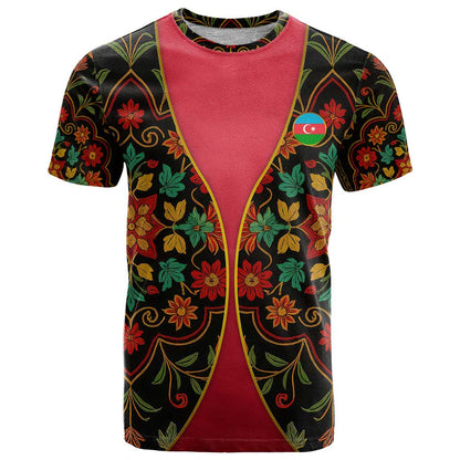 Azerbaijan Folk Floral T-Shirt with Traditional Carpet-Inspired Pattern Graphic Tee