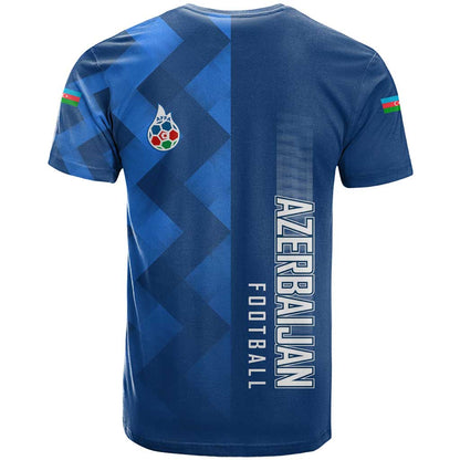 Azerbaijan Football T-Shirt with AFFA Emblem in Blue Geometric Design Graphic Tee