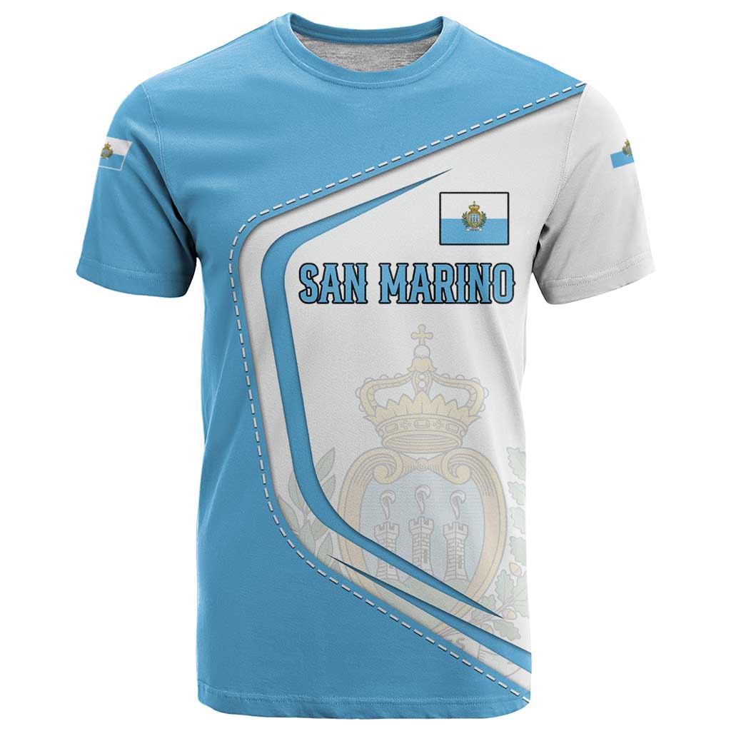San Marino T-Shirt with Shield Crest and Stitch Panel Graphic Tee