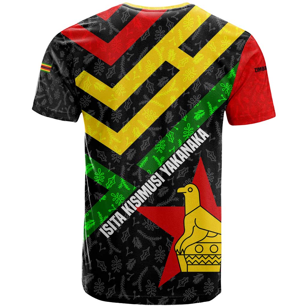 Zimbabwe Christmas T-Shirt with Flag Colors Xmas Tree and Holiday Graphic Tee