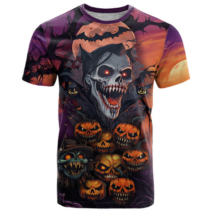 Halloween Skull T-Shirt Hello Darkness My Old Friend Graphic Tee
