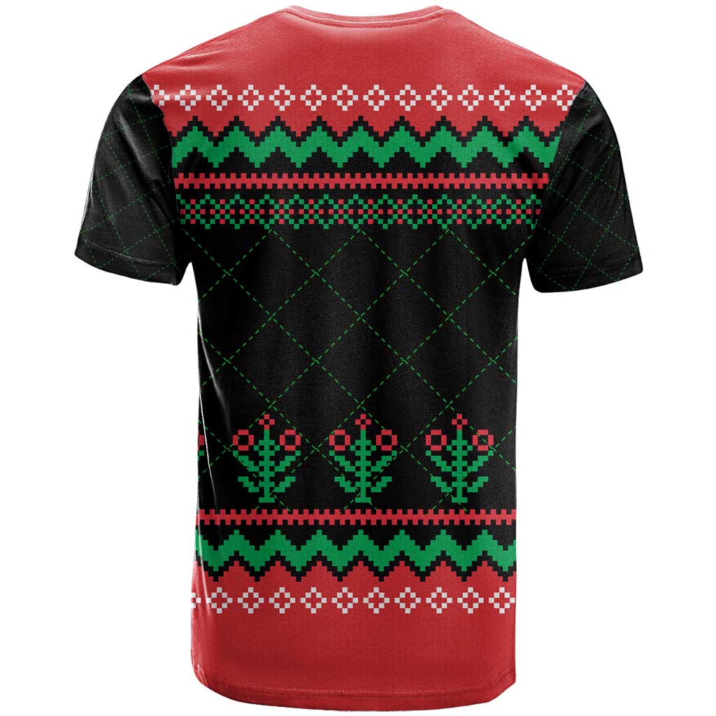 Christmas Cat T-Shirt with Grumpy Cat in Santa Hat Holiday Lights Graphic Tee