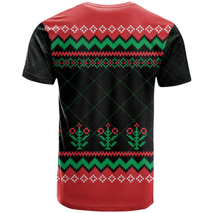Christmas Cat T-Shirt with Grumpy Cat in Santa Hat Holiday Lights Graphic Tee
