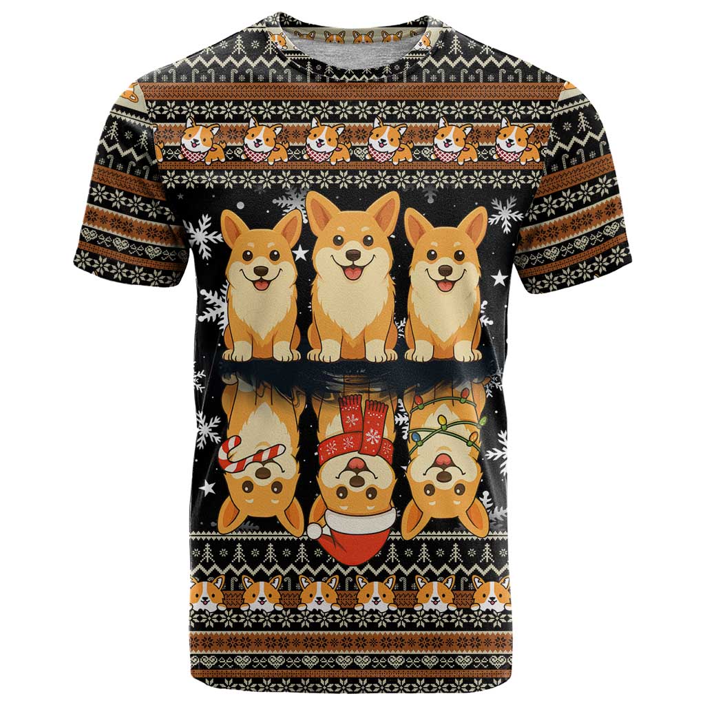 Pembroke Welsh Corgi Dog Christmas T-Shirt Xmas Holiday Patterns Graphic Tee