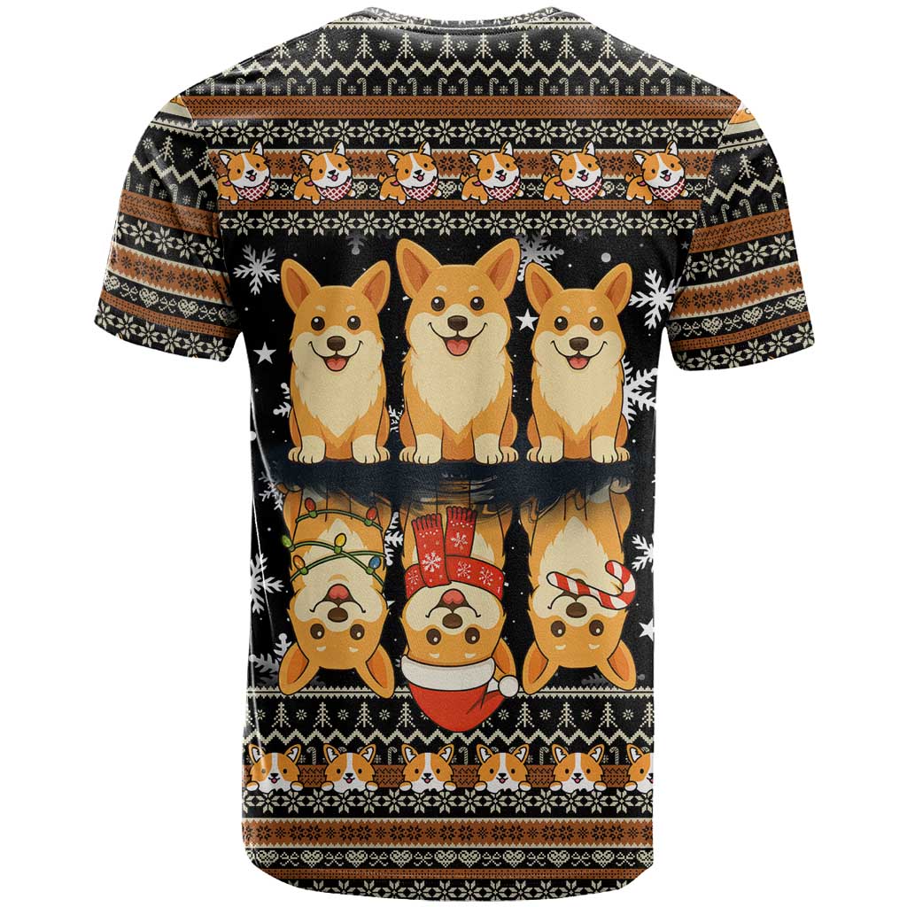 Pembroke Welsh Corgi Dog Christmas T-Shirt Xmas Holiday Patterns Graphic Tee
