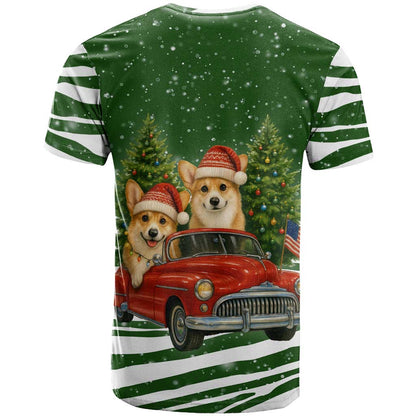 Pembroke Welsh Corgi Dog Xmas Christmas T-Shirt Xmas Holiday Patterns Graphic Tee