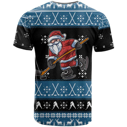Happy Hockeyday Christmas T-Shirt Xmas Holiday Patterns Graphic Tee