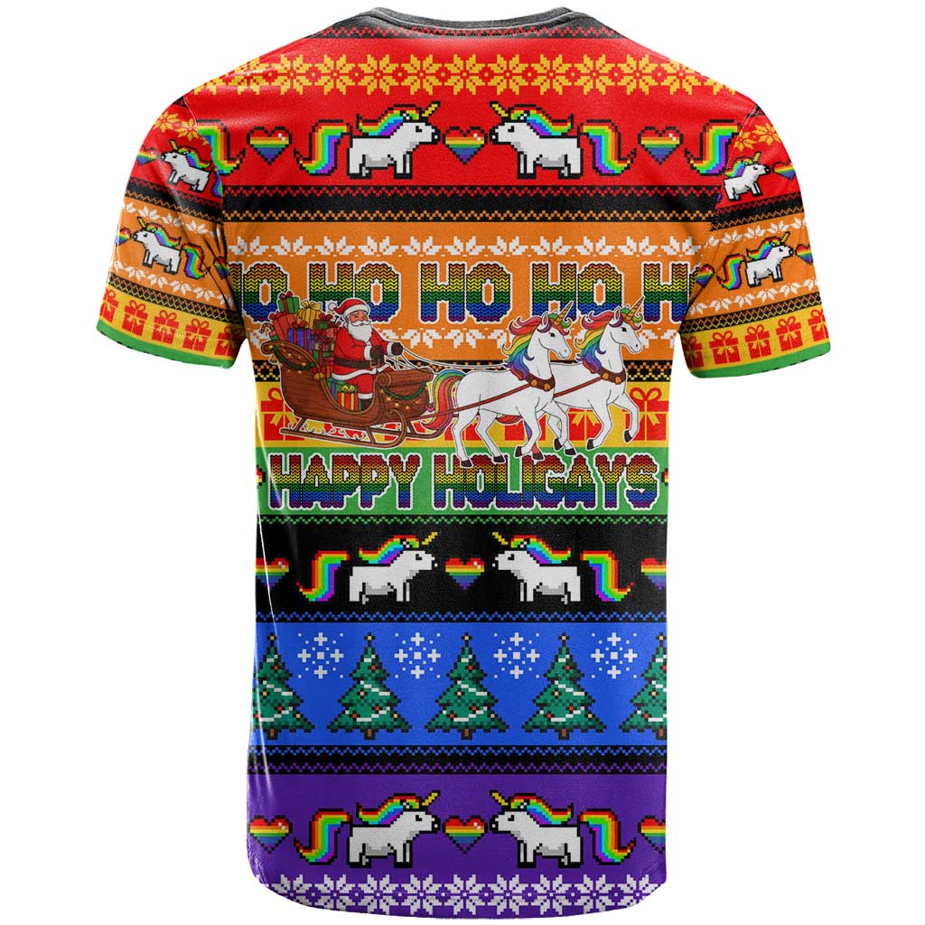 Happy Holigays Christmas T-Shirt Xmas Holiday Patterns Graphic Tee