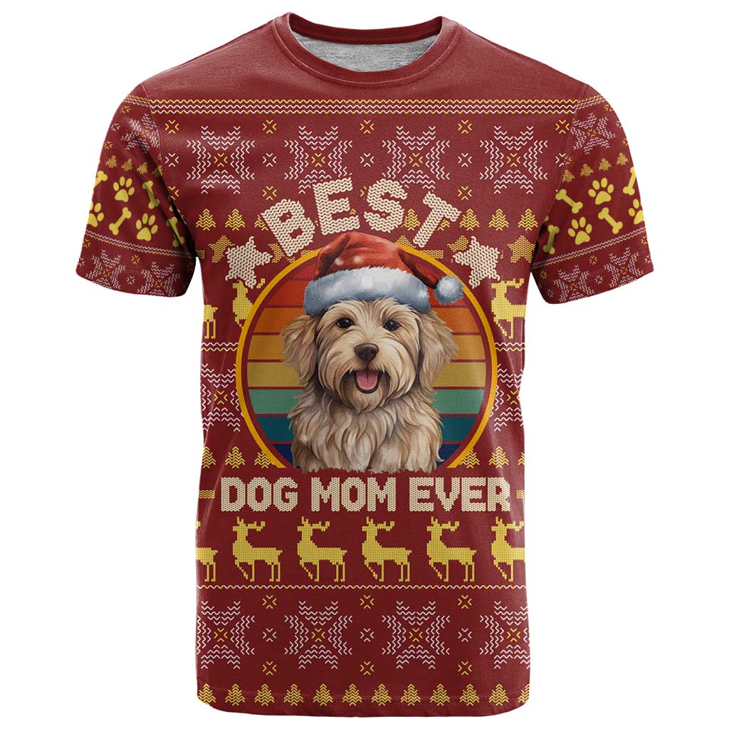Havanese Best Dog Mom Christmas T-Shirt Xmas Holiday Patterns Graphic Tee