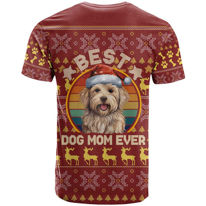 Havanese Best Dog Mom Christmas T-Shirt Xmas Holiday Patterns Graphic Tee