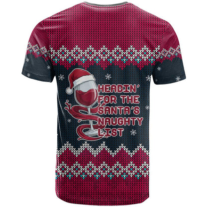 Headin For Santas Naughty Christmas Christmas T-Shirt Xmas Holiday Patterns Graphic Tee