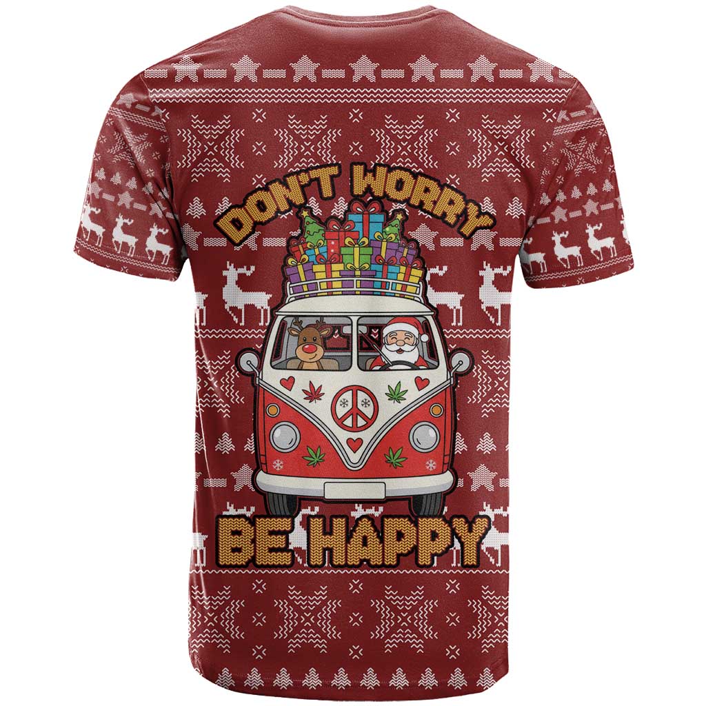 Hippie Car Santa Claus Christmas T-Shirt Xmas Holiday Patterns Graphic Tee