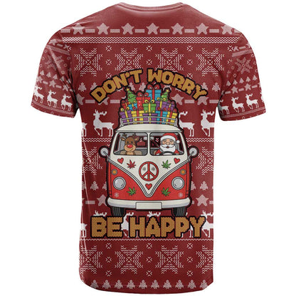 Hippie Car Santa Claus Christmas T-Shirt Xmas Holiday Patterns Graphic Tee