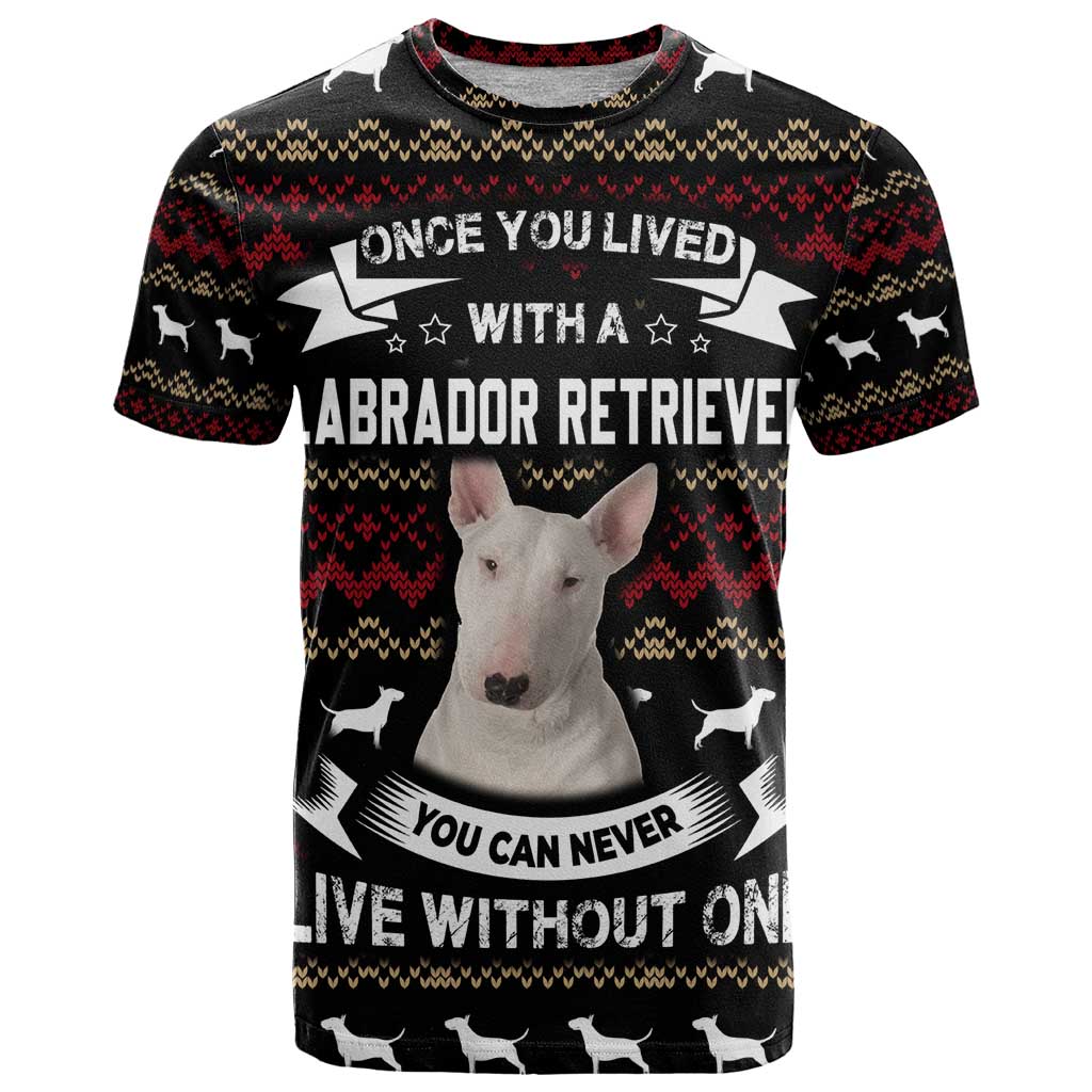 Christmas Bull Dog Terrier T-Shirt Xmas Holiday Patterns Graphic Tee