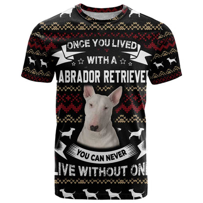 Christmas Bull Dog Terrier T-Shirt Xmas Holiday Patterns Graphic Tee