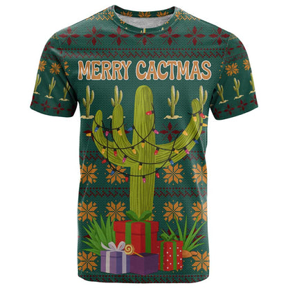Cactus Gifts Christmas T-Shirt Xmas Holiday Patterns Graphic Tee