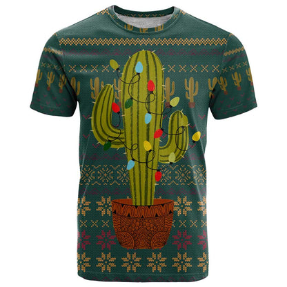 Cactus Christmas T-Shirt Xmas Holiday Patterns Graphic Tee