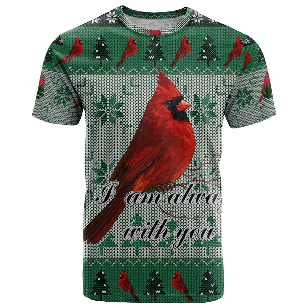 Cardinal I am Always With You Christmas T-Shirt Xmas Holiday Patterns Graphic Tee