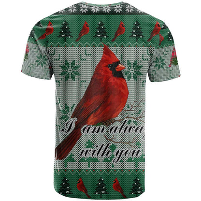 Cardinal I am Always With You Christmas T-Shirt Xmas Holiday Patterns Graphic Tee