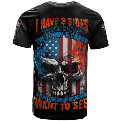 I Have Three Sides Skull Flag T-Shirt Graphic Tee