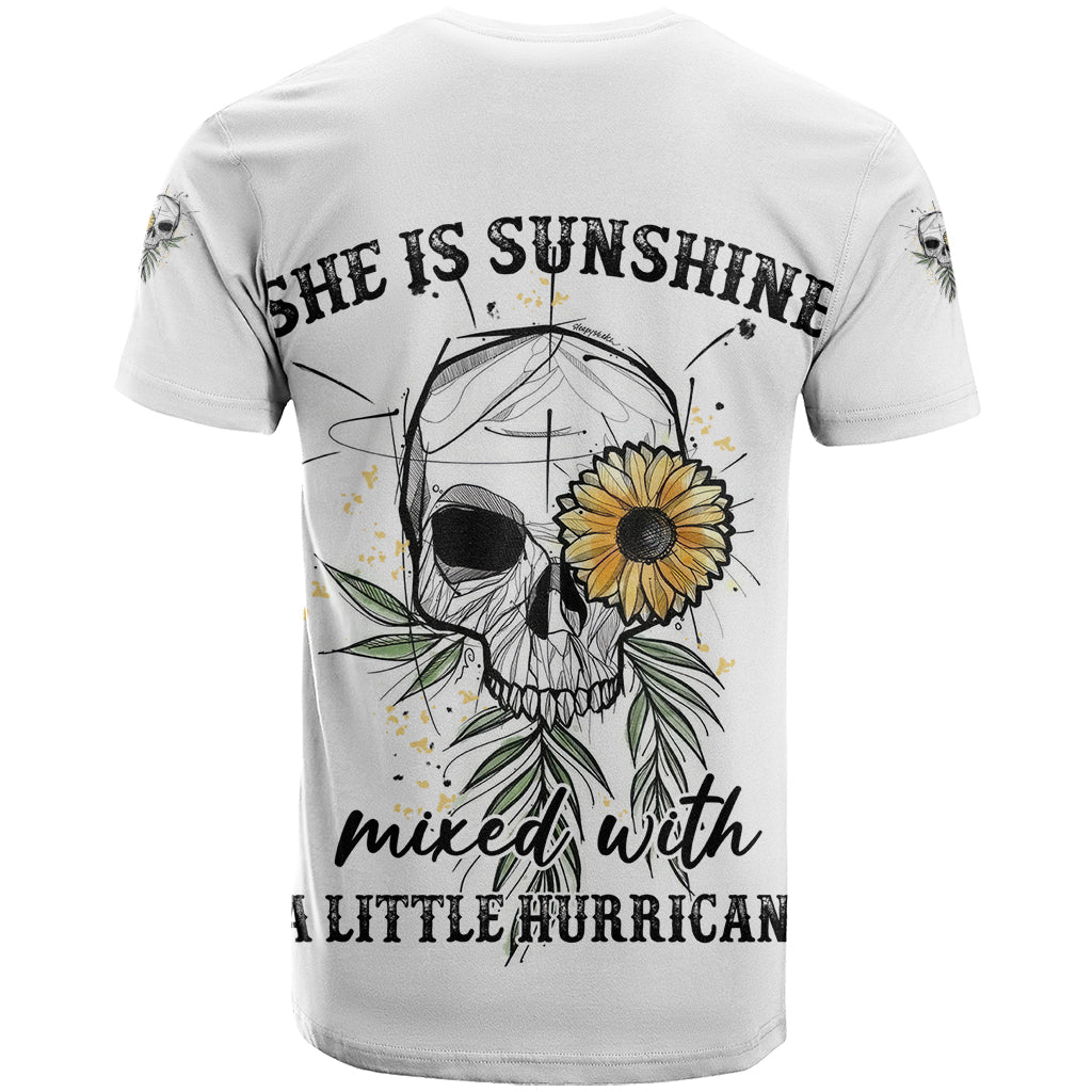 She Is Sunshine Skull Sunflower T-Shirt Graphic Tee