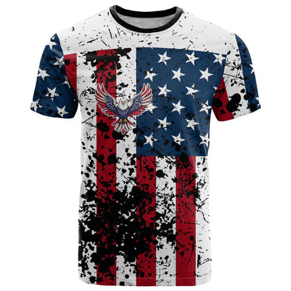 Custom American Flag Motocross T-Shirt with Eagle Graphic Graphic Tee