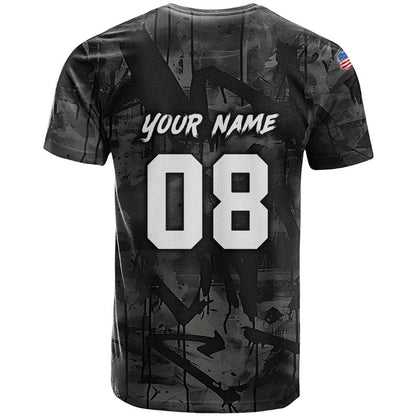 Custom American Flag Skull Motocross T-Shirt Graphic Tee