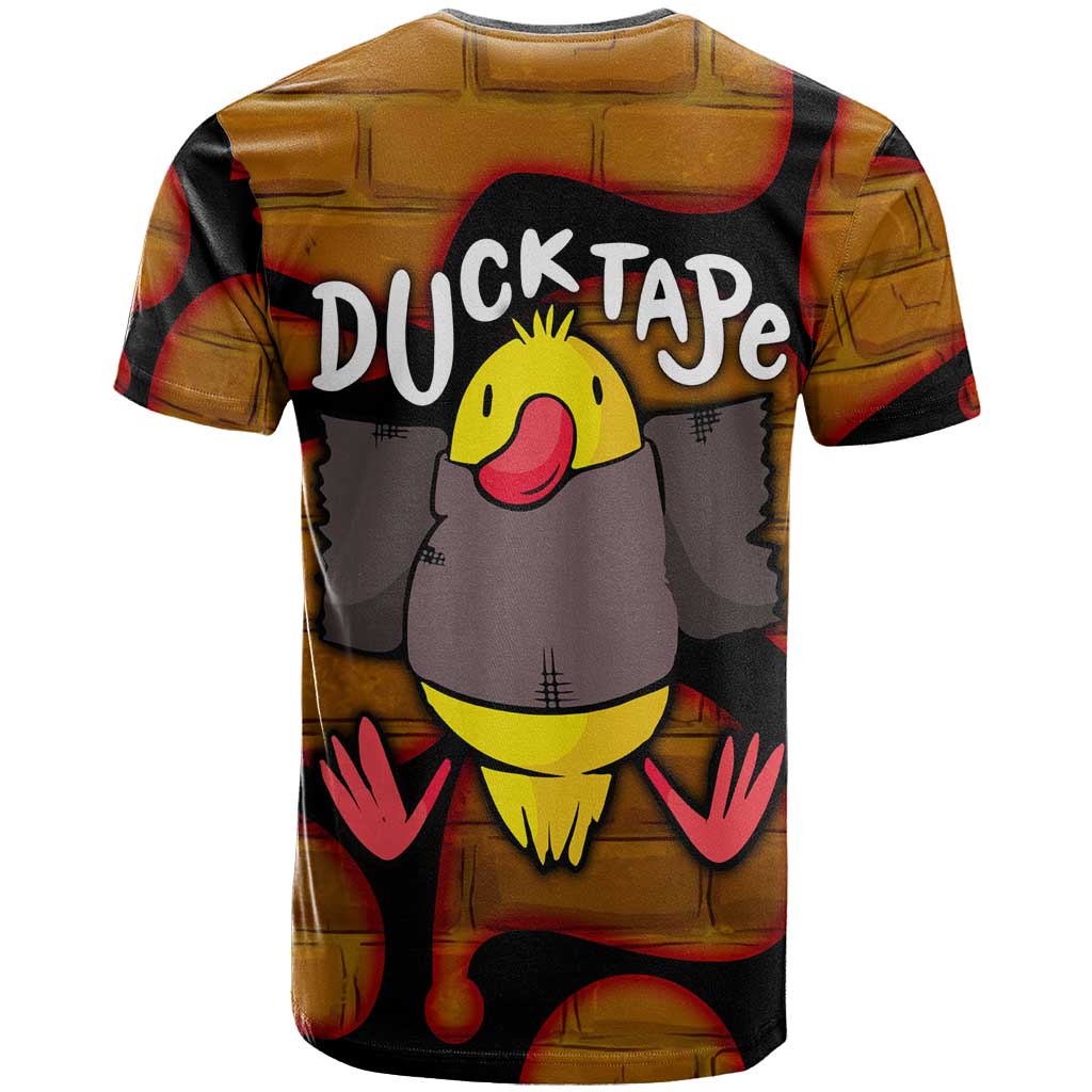 Funny Duck Tape Pun Art T-Shirt Quirky Cartoon Duck Humor Graphic Tee
