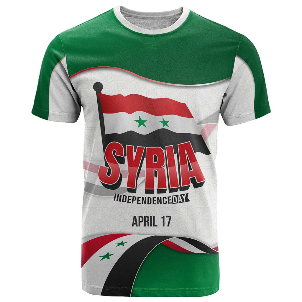 Syria Independence Day T-Shirt with National Flag and Emblem Graphic Tee