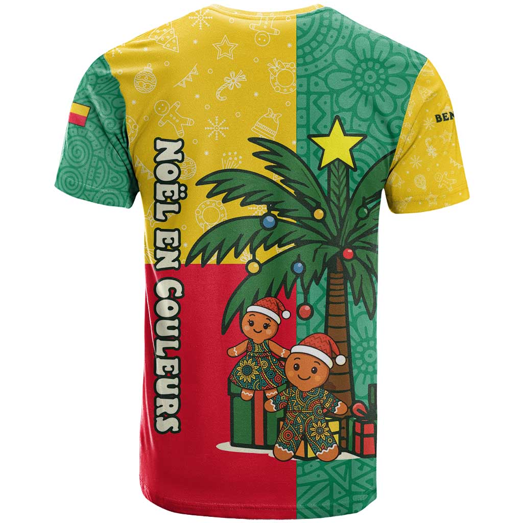 Benin Christmas T-Shirt with Palm Tree Dolls and Red Yellow Green Festive Graphic Tee