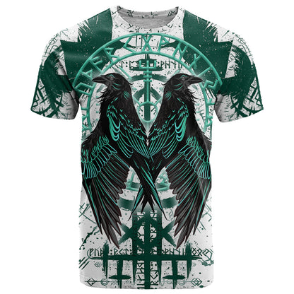 Winged Wisdom Of Viking T-Shirt Hugin, Munin, and the Vegvisir Graphic Tee