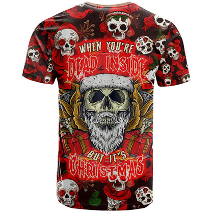 Christmas Skull T-Shirt When You're Dead Inside But It's Christmas Graphic Tee