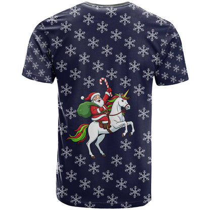 Horse And Santa Claus Christmas Christmas T-Shirt Xmas Holiday Patterns Graphic Tee