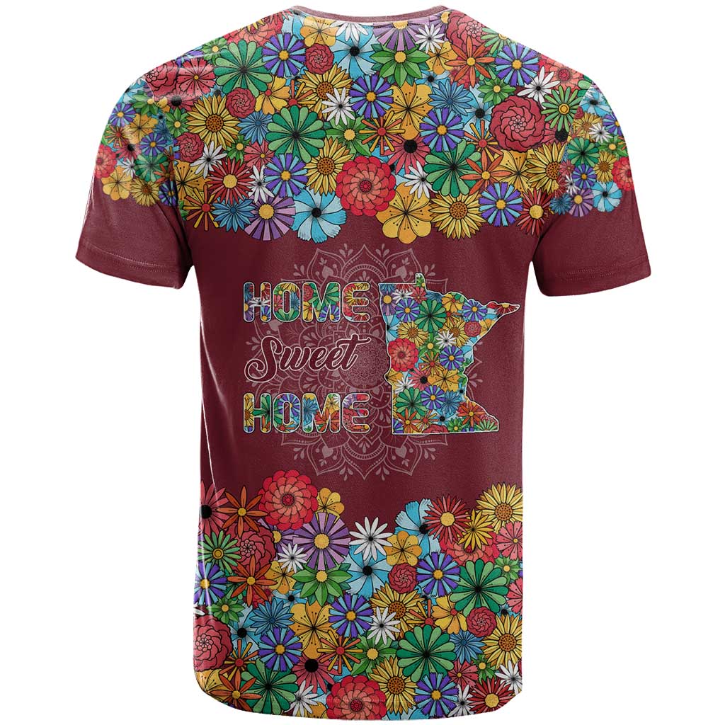 Home Sweet Home Minnesota Flower Christmas T-Shirt Xmas Holiday Patterns Graphic Tee