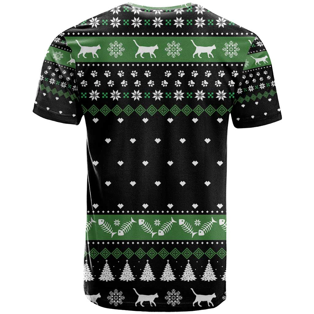 Cat Be Nice Christmas T-Shirt Xmas Holiday Patterns Graphic Tee