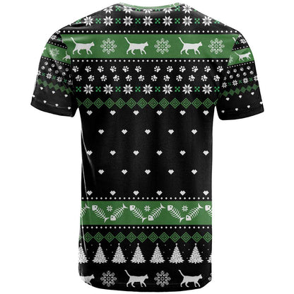 Cat Be Nice Christmas T-Shirt Xmas Holiday Patterns Graphic Tee