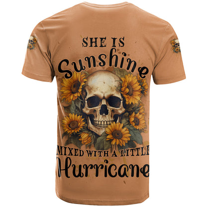 She Is Sunshine Sunflower Skull T-Shirt Graphic Tee
