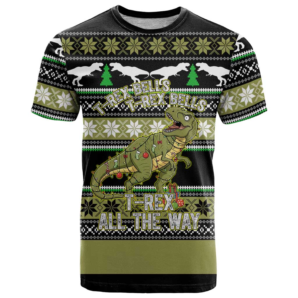 Christmas T Rex Tree T-Shirt Xmas Holiday Patterns Graphic Tee